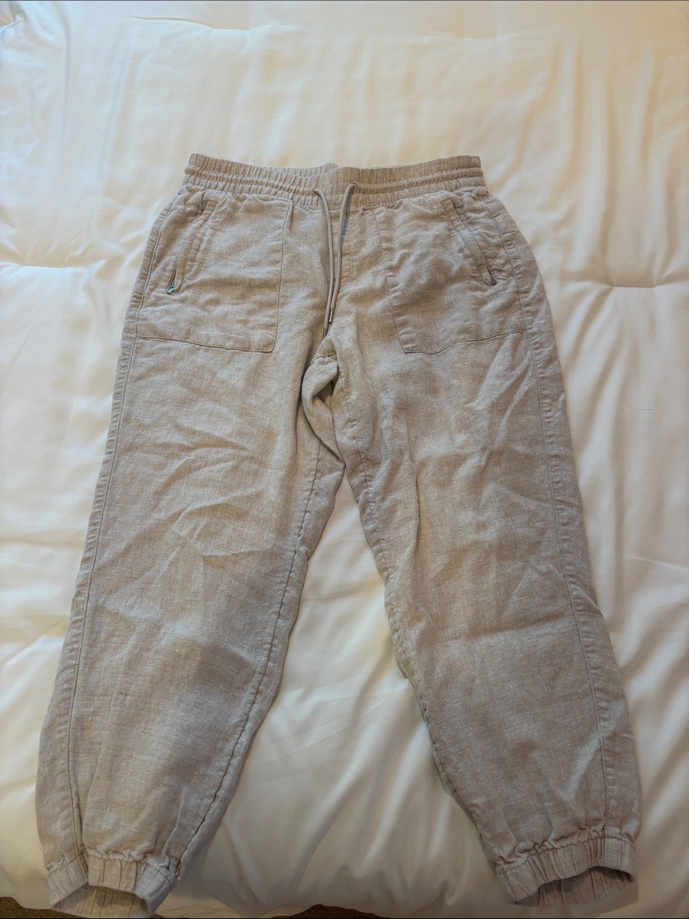 Athleta Light Gray Drawstring Jogger Pants